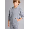 Defacto H9682A8GR27 Gri Regular Fit Kapüşonlu Baskılı Kanguru Cepli Kalın Kumaş Sweatshirt Erkek Çocuk