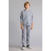 Defacto H9682A8GR27 Gri Regular Fit Kapüşonlu Baskılı Kanguru Cepli Kalın Kumaş Sweatshirt Erkek Çocuk