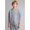 Defacto H9682A8GR27 Gri Regular Fit Kapüşonlu Baskılı Kanguru Cepli Kalın Kumaş Sweatshirt Erkek Çocuk