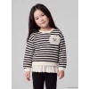 LCW Kids Siyah Fırfırlı Çizgili Kız Çocuk Kalın Takım