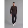 Defacto D1959AXBN339 Kahve Standart Fit Düğmeli Polo Yaka Triko Basic Kazak