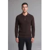 Defacto D1959AXBN339 Kahve Standart Fit Düğmeli Polo Yaka Triko Basic Kazak