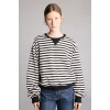 Defacto I3337AXBK81 Siyah Relaxed Fit Bisiklet Yaka Çizgili Kalın Sweatshirt