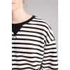 Defacto I3337AXBK81 Siyah Relaxed Fit Bisiklet Yaka Çizgili Kalın Sweatshirt