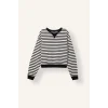 Defacto I3337AXBK81 Siyah Relaxed Fit Bisiklet Yaka Çizgili Kalın Sweatshirt