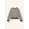 Defacto I3337AXBK81 Siyah Relaxed Fit Bisiklet Yaka Çizgili Kalın Sweatshirt