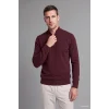 Defacto A5184AXBR34 Bordo Standart Fit Normal Kesim Dik Yaka Yarım Fermuarlı Basic Düz Triko Kazak