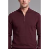 Defacto A5184AXBR34 Bordo Standart Fit Normal Kesim Dik Yaka Yarım Fermuarlı Basic Düz Triko Kazak