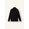 Defacto F2302AXBK81 Siyah Sıcak Tutan Standart Fit Dik Yaka Yarım Fermuarlı Polar Sporcu Basic Sweatshirt