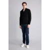 Defacto A5184AXBK81 Siyah Standart Fit Normal Kesim Dik Yaka Yarım Fermuarlı Basic Düz Triko Kazak