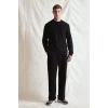 Defacto I0568AXBK81 Siyah Standart Fit Bisiklet Yaka Dikiş Detaylı Baskılı Sweatshirt