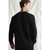 Defacto I0568AXBK81 Siyah Standart Fit Bisiklet Yaka Dikiş Detaylı Baskılı Sweatshirt