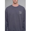 Defacto H9863AXGR328 Gri Boxy Fit Bisiklet Yaka Sırtı Baskılı Sweatshirt