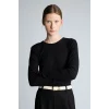Defacto I4450AXBK81 Siyah Slim Fit Bisiklet Yaka Fitilli Kaşkorse Uzun Kollu Basic Tişört