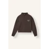 Defacto J1456AXBN151 Kahve Relaxed Fit Yarım Fermuarlı Nakışlı Selanik Kumaş Sweatshirt