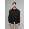 Defacto A5110AXBK27 Siyah Regular Fit Polo Yaka Cepli Süet Gömlek Ceket