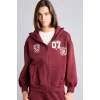 Defacto I3023AXBR98 Bordo Harry Potter Gryffindor Baskılı Kapüşonlu Oversize Fermuarlı Kalın Hırka Sweatshirt