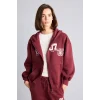 Defacto I3023AXBR98 Bordo Harry Potter Gryffindor Baskılı Kapüşonlu Oversize Fermuarlı Kalın Hırka Sweatshirt