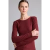 Defacto I4450AXBR115 Bordo Slim Fit Bisiklet Yaka Fitilli Kaşkorse Uzun Kollu Basic Tişört