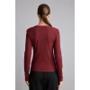 Defacto I4450AXBR115 Bordo Slim Fit Bisiklet Yaka Fitilli Kaşkorse Uzun Kollu Basic Tişört