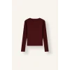 Defacto I4450AXBR115 Bordo Slim Fit Bisiklet Yaka Fitilli Kaşkorse Uzun Kollu Basic Tişört