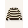 Defacto I8340A8BN581 Kahve Relaxed Fit Bisiklet Yaka Çizgili Baskılı İçi Yumuşak Tüylü Kalın Sweatshirt Kız Çocuk