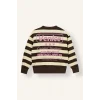 Defacto I8340A8BN581 Kahve Relaxed Fit Bisiklet Yaka Çizgili Baskılı İçi Yumuşak Tüylü Kalın Sweatshirt Kız Çocuk