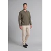 Defacto I2055AXKH422 Haki Regular Fıt Polo Yaka Fitilli Kadife Sweatshirt
