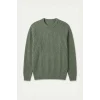 Defacto C8814AXGN563 Yeşil Standart Fit Bisiklet Yaka Fitilli Triko Basic Kazak