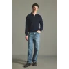 Defacto H7595AXNV135 Lacivert Standart Fit Yarım Fermuarlı Polo Yaka Triko Basic Kazak