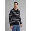 Defacto H8552AXNV64 Lacivert Standart Fit Polo Yaka Çizgili Triko Kazak