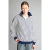 Defacto J1258AXNV242 Lacivert Slım Fıt Bisiklet Yaka Çizgili Kalın Sweatshirt Kumaşı Sweatshirt