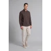 Defacto A8028AXBN336 Kahve %100 Pamuk Regular Fit Polo Yaka Oxford Basic Uzun Kollu Gömlek