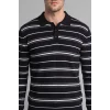Defacto H8552AXNV64 Lacivert Standart Fit Polo Yaka Çizgili Triko Kazak