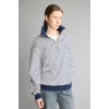 Defacto J1258AXNV242 Lacivert Slım Fıt Bisiklet Yaka Çizgili Kalın Sweatshirt Kumaşı Sweatshirt
