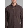 Defacto A8028AXBN336 Kahve %100 Pamuk Regular Fit Polo Yaka Oxford Basic Uzun Kollu Gömlek
