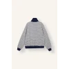 Defacto J1258AXNV242 Lacivert Slım Fıt Bisiklet Yaka Çizgili Kalın Sweatshirt Kumaşı Sweatshirt