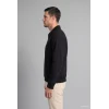 Defacto H1833AXBK81 Siyah Pamuklu Regular Fıt Polo Yaka Kalın Kumaş Sweatshirt