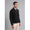 Defacto H1833AXBK81 Siyah Pamuklu Regular Fıt Polo Yaka Kalın Kumaş Sweatshirt