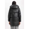 A0873 Kapüşonlu Puffer Şişme Suni Deri Parka