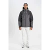 A2756 DeFactoFit Termometreli Outdoor Su İtici Rüzgar ve Su Geçirmez Slim Fit Dar Kesim Kapüşonlu Fermuarlı Mont