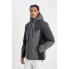 A2756 DeFactoFit Termometreli Outdoor Su İtici Rüzgar ve Su Geçirmez Slim Fit Dar Kesim Kapüşonlu Fermuarlı Mont