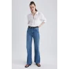 A3469 90s Wide Leg Yırtmaçlı Jean Pantolon