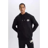 A4114 DeFactoFit NBA Los Angeles Lakers Boxy Fit Kapüşonlu Kalın Sweatshirt