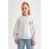 A5603 Disney Mickey & Minnie Oversize Fit Geniş Kalıp Bisiklet Yaka Sweatshirt