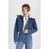 A9232 Suni Kürk Yakalı Jean Ceket