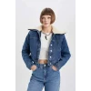 A9232 Suni Kürk Yakalı Jean Ceket