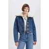 A9232 Suni Kürk Yakalı Jean Ceket
