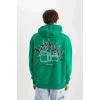 B0252 Oversize Geniş Kalıp Sırt Baskılı Kapüşonlu Sweatshirt