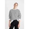 B2085 Oversize Fit Çizgili Kalın Kumaş Sweatshirt